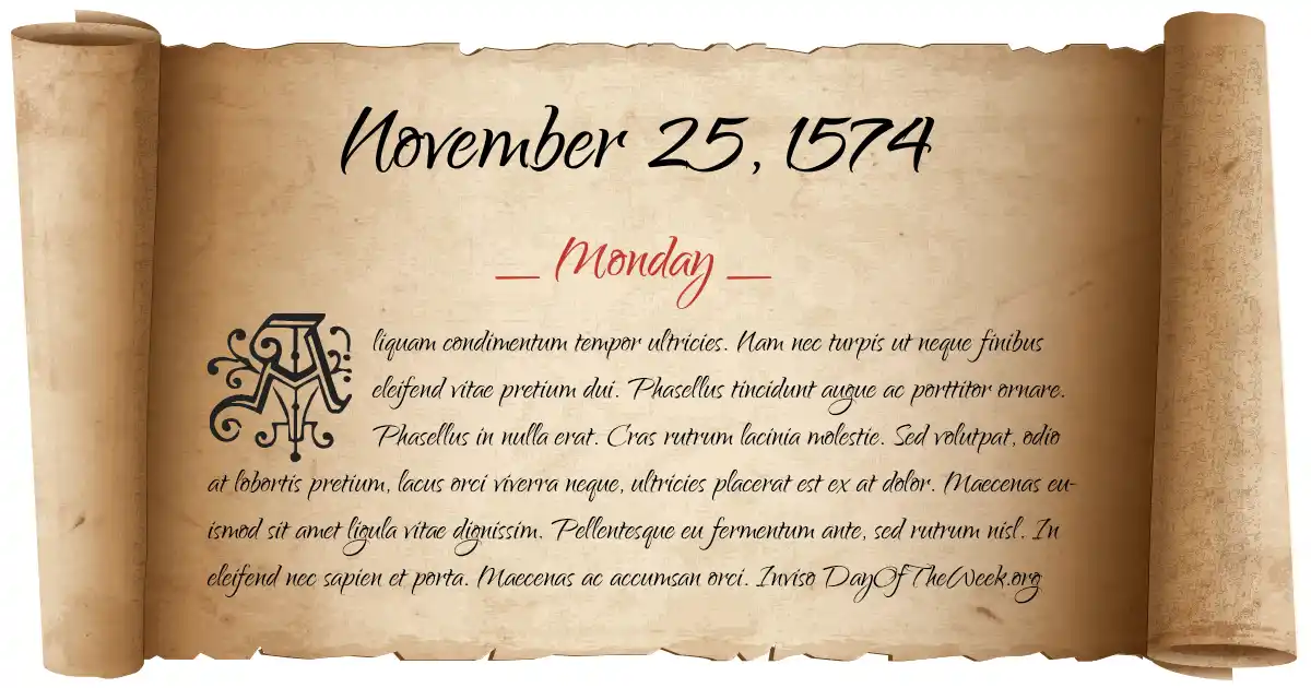 November 25, 1574 date scroll poster