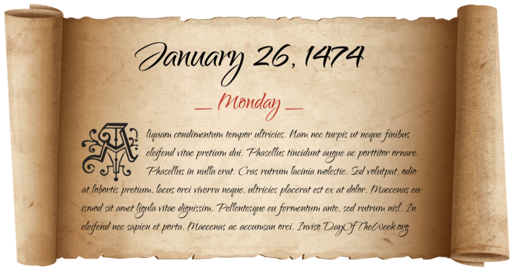 Monday January 26, 1474
