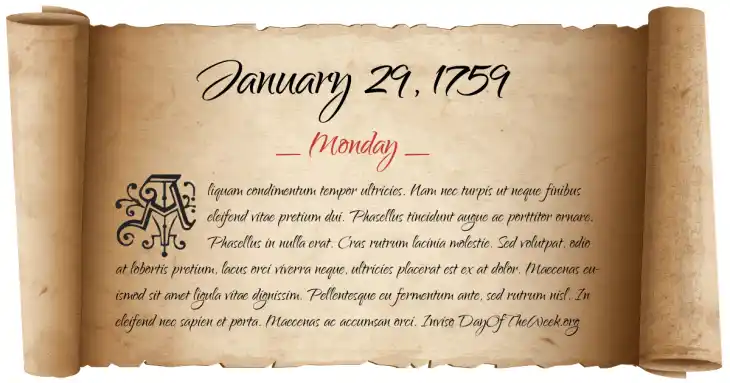 Monday January 29, 1759