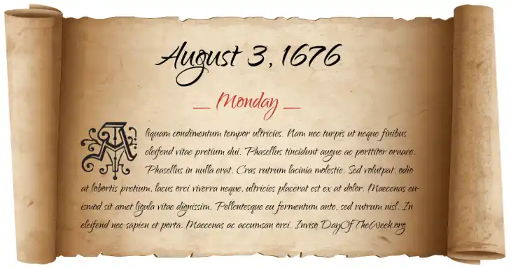 Monday August 3, 1676