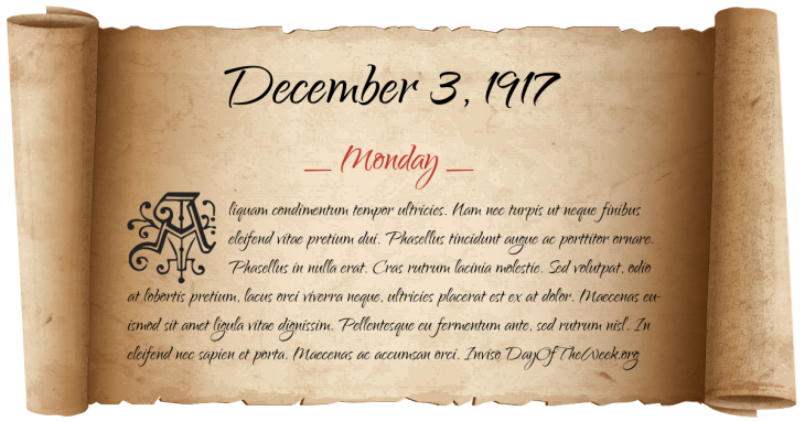 Monday December 3, 1917