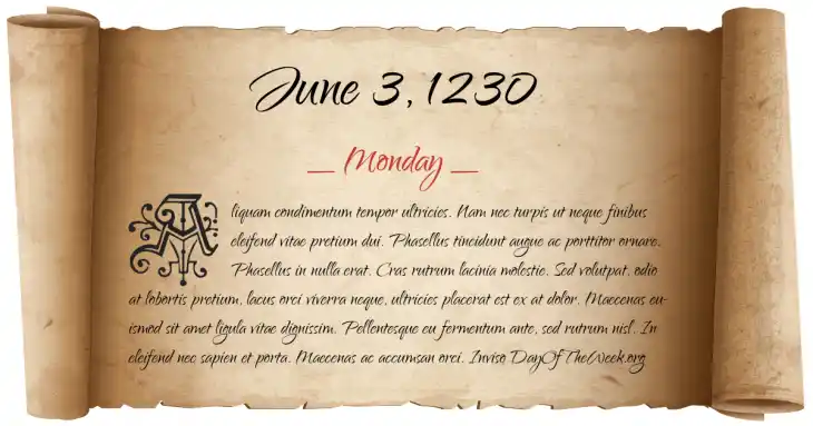 Monday June 3, 1230