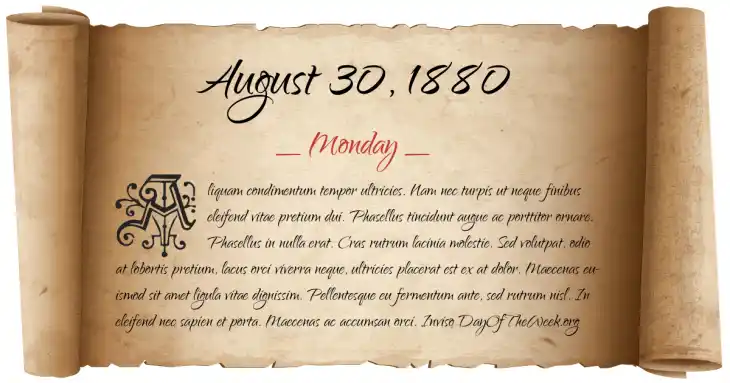 Monday August 30, 1880