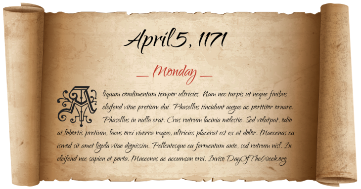 Monday April 5, 1171