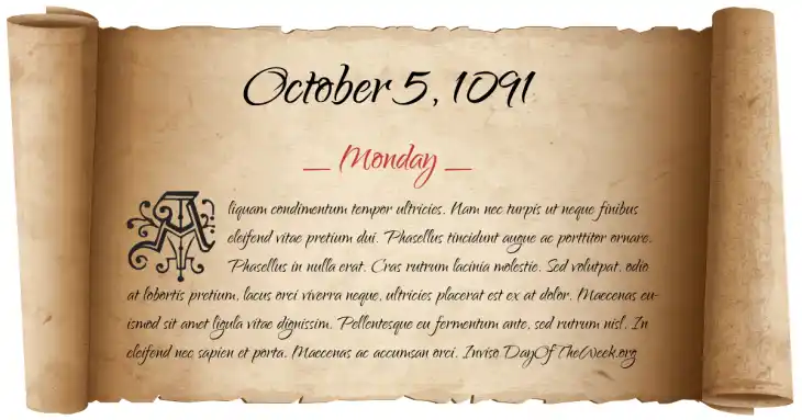 Monday October 5, 1091