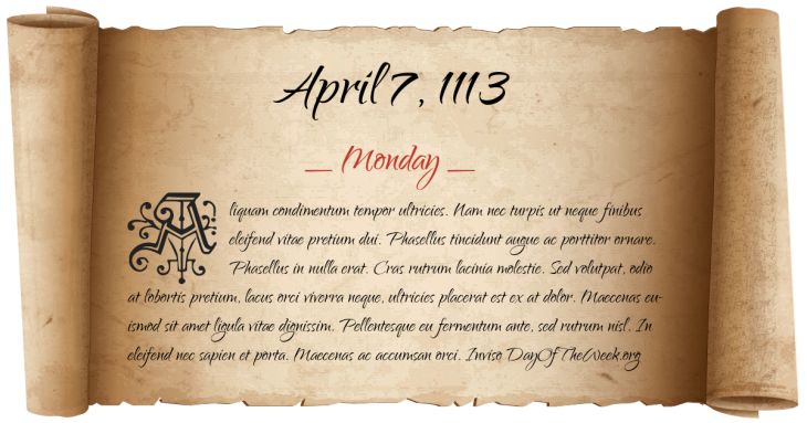 Monday April 7, 1113