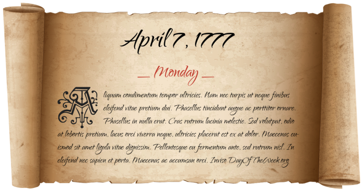 Monday April 7, 1777