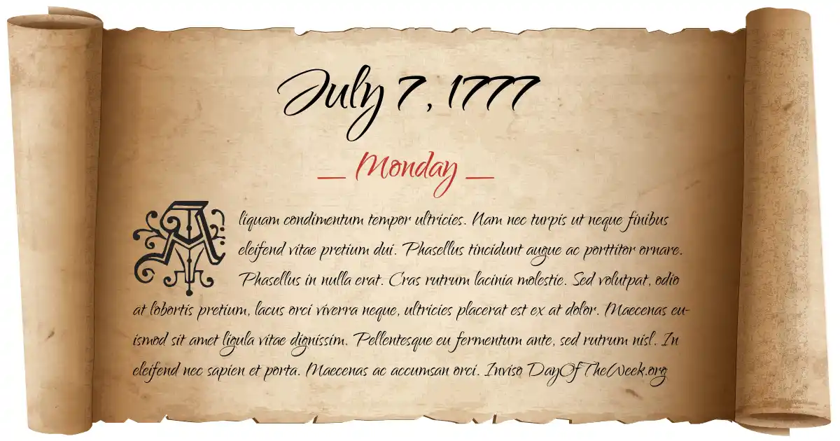 July 7, 1777 date scroll poster