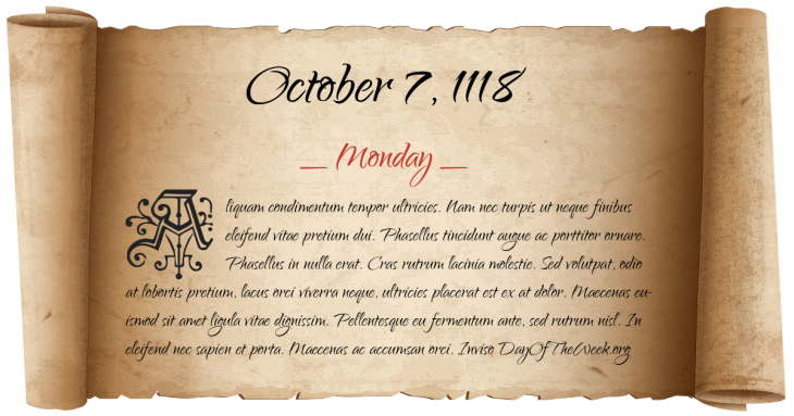 Monday October 7, 1118