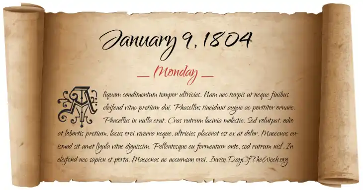 Monday January 9, 1804