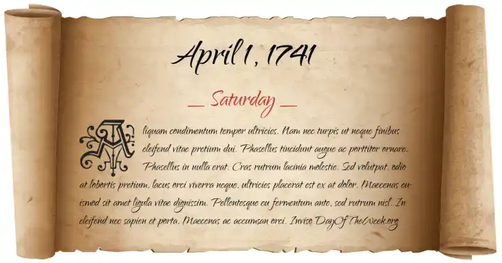 Saturday April 1, 1741