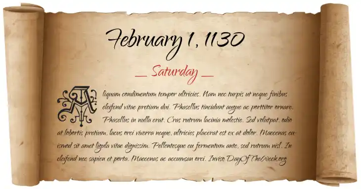 Saturday February 1, 1130