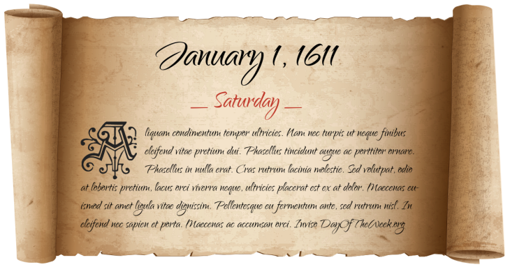 Saturday January 1, 1611