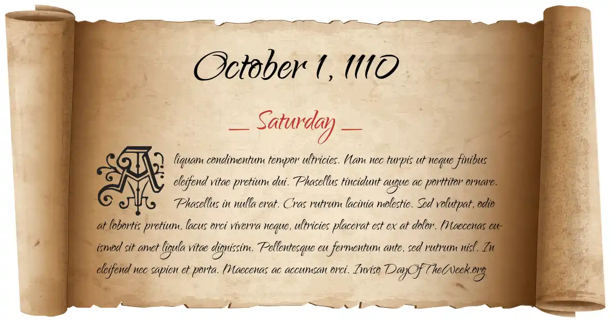 October 1, 1110 date scroll poster