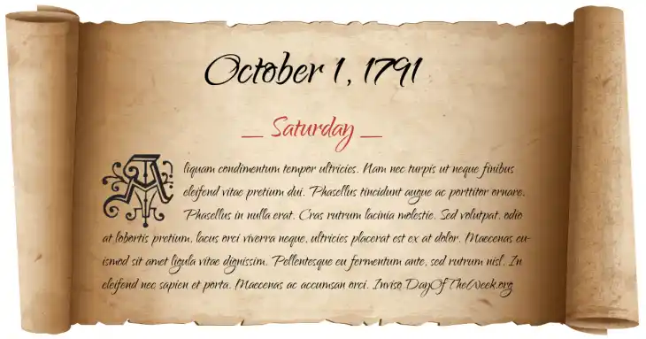Saturday October 1, 1791