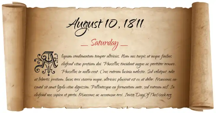 Saturday August 10, 1811