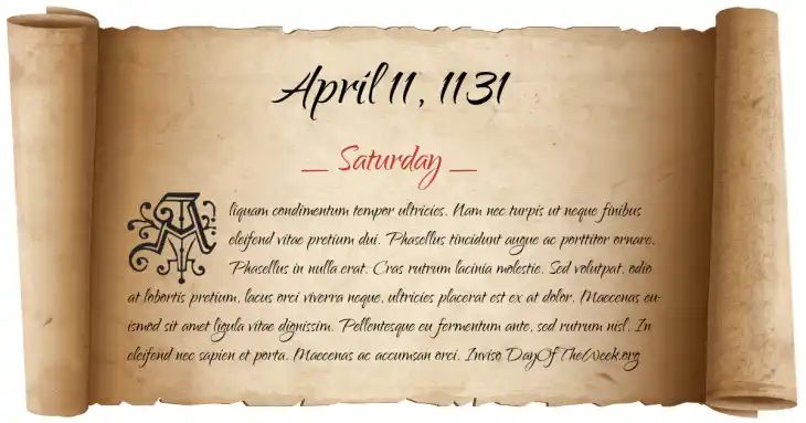 Saturday April 11, 1131