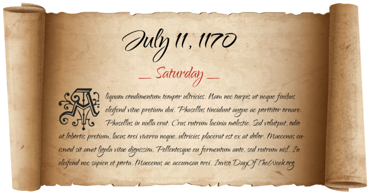 Saturday July 11, 1170