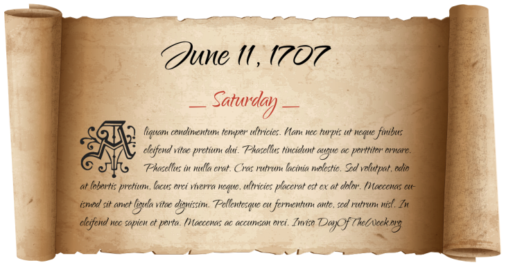 Saturday June 11, 1707