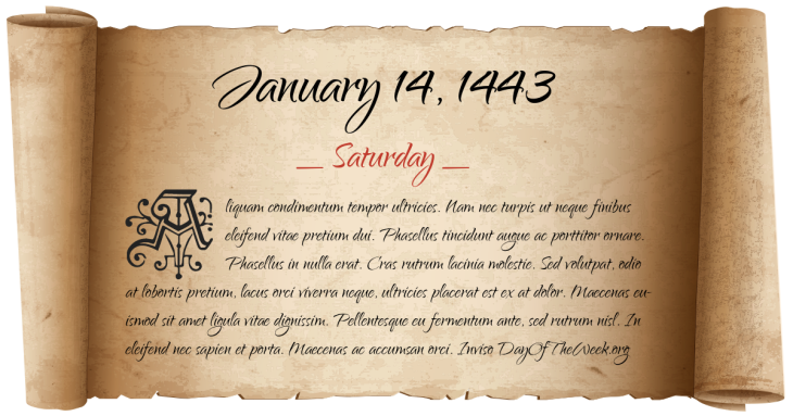 Saturday January 14, 1443