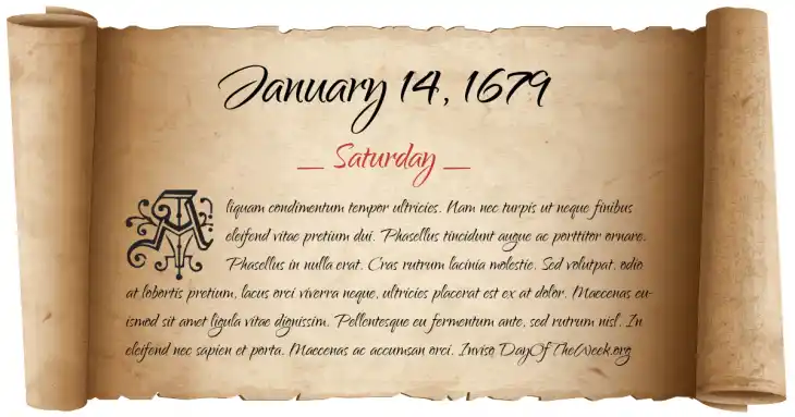 Saturday January 14, 1679