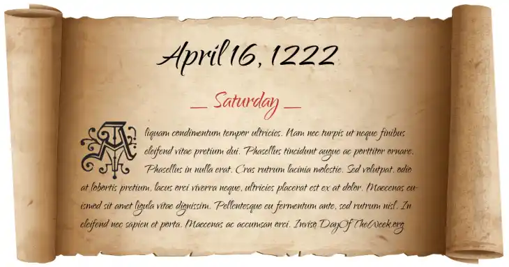 Saturday April 16, 1222