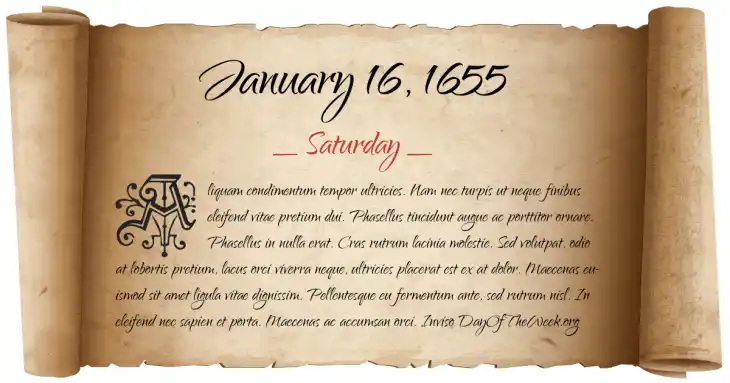 Saturday January 16, 1655