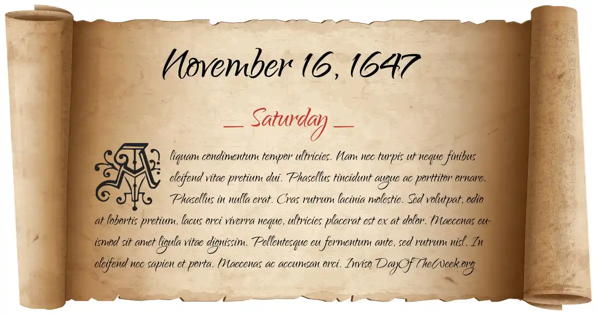 November 16, 1647 date scroll poster