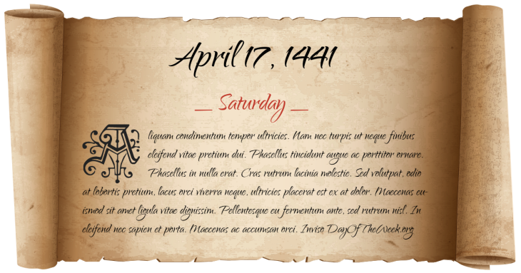 Saturday April 17, 1441
