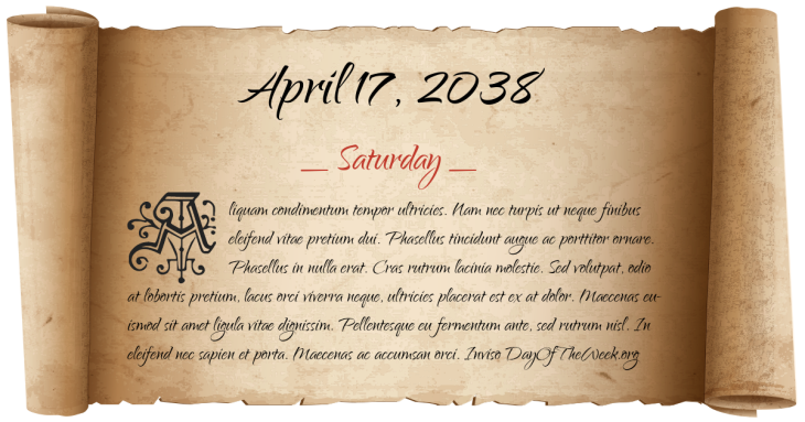 Saturday April 17, 2038