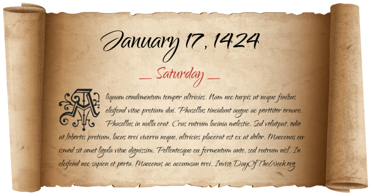 Saturday January 17, 1424