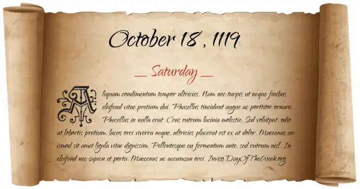 Saturday October 18, 1119