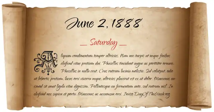 Saturday June 2, 1888
