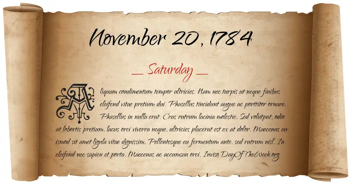 November 20, 1784 date scroll poster