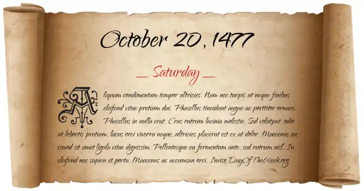 Saturday October 20, 1477