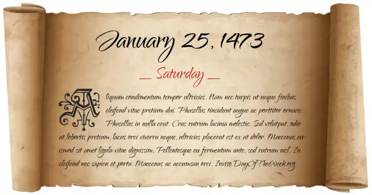 Saturday January 25, 1473