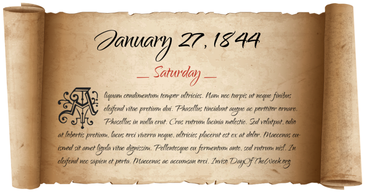 Saturday January 27, 1844
