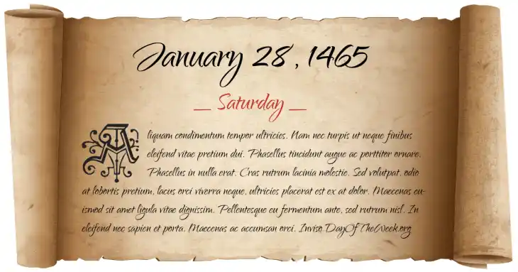 Saturday January 28, 1465