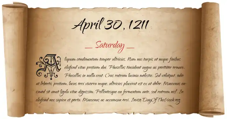 Saturday April 30, 1211