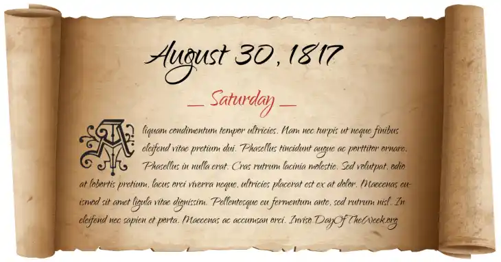 Saturday August 30, 1817