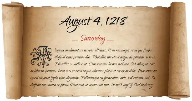 Saturday August 4, 1218