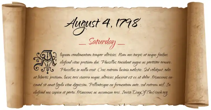 Saturday August 4, 1798
