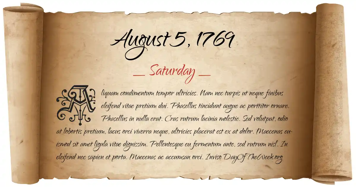 August 5, 1769 date scroll poster