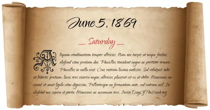 Saturday June 5, 1869