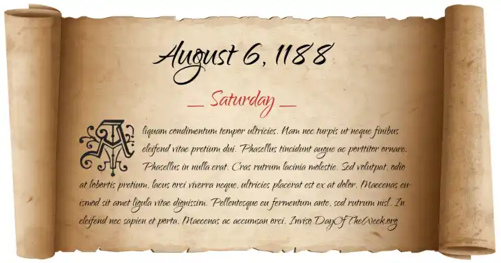Saturday August 6, 1188
