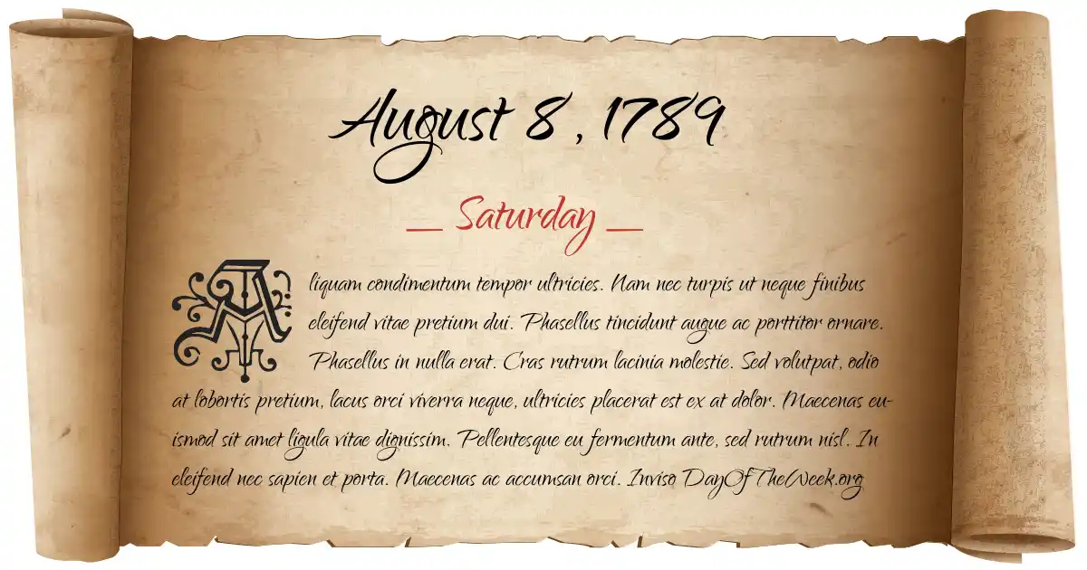 August 8, 1789 date scroll poster