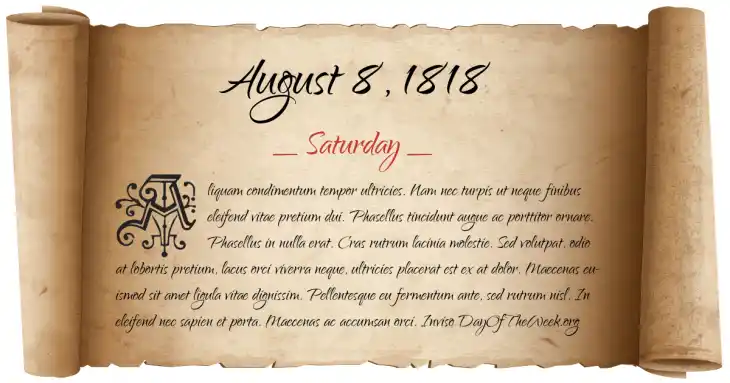 Saturday August 8, 1818
