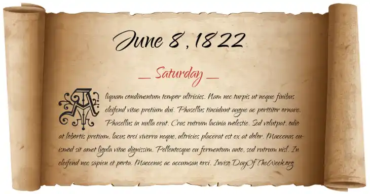 Saturday June 8, 1822