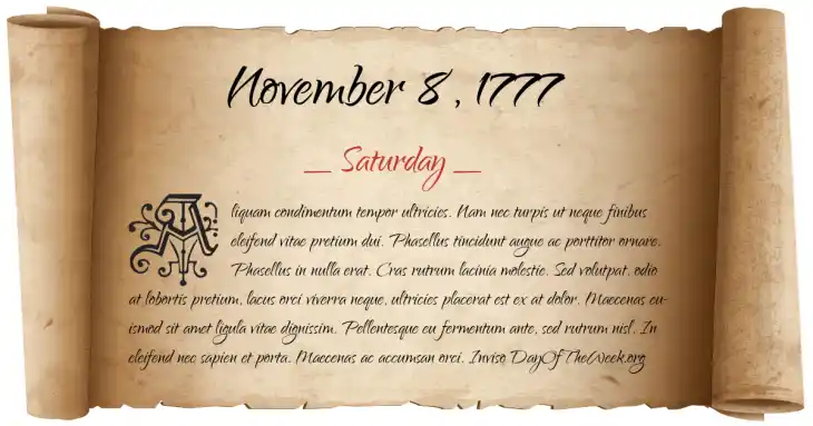 Saturday November 8, 1777