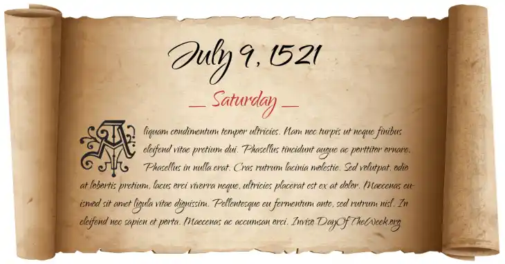 Saturday July 9, 1521